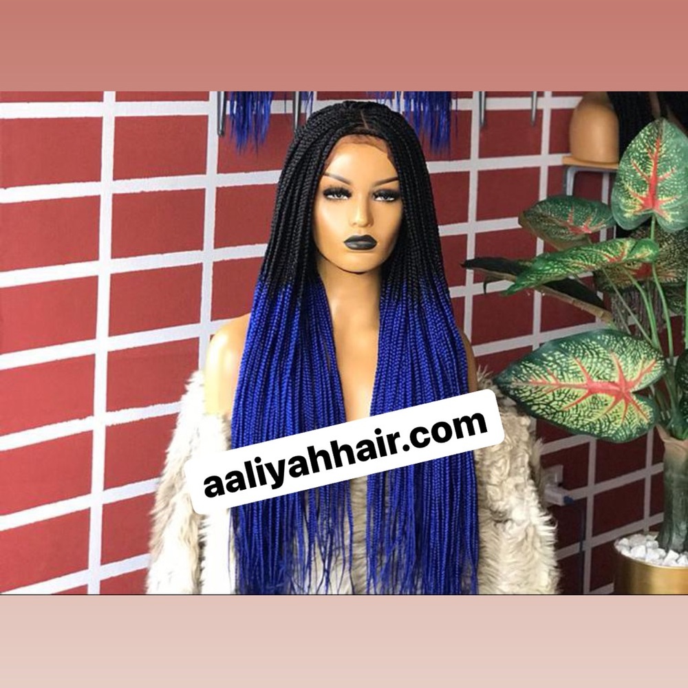 KNOTLESS Ombré black/blue in  32” long